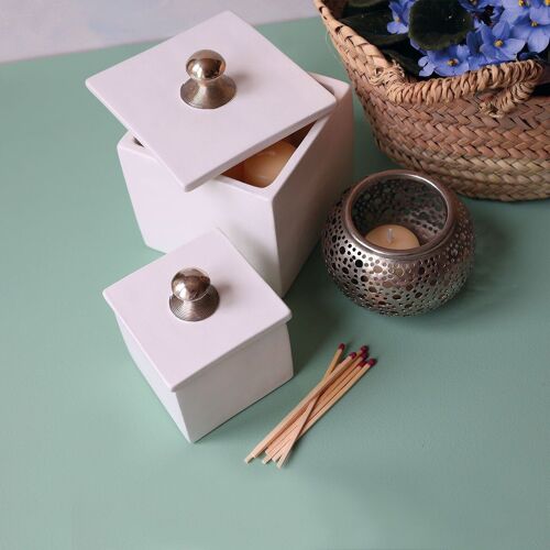 Ceramic Tadelakt  boxes - Soft White