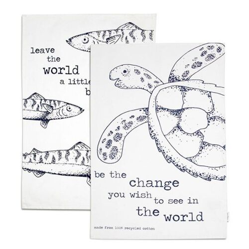 Ocean Tea Towels Set of 2 - 100% Recycled Cotton