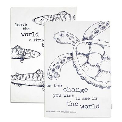 Ocean Tea Towels Set of 2 - 100% Recycled Cotton