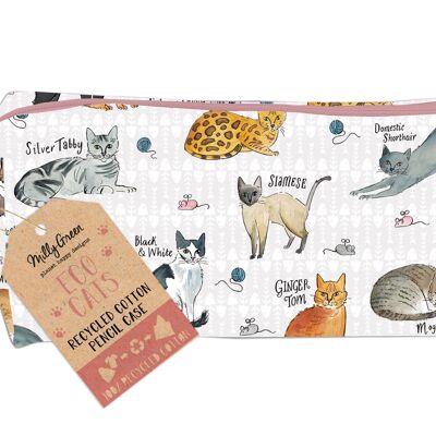 Curious Cats Pencil Case - 100% Recycled Cotton