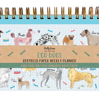 Agenda semanal con espiral de tapa dura Debonair Dogs - Papel reciclado