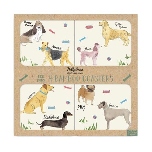 Debonair Dogs Coaster Set of 4 - Bamboo Fibre