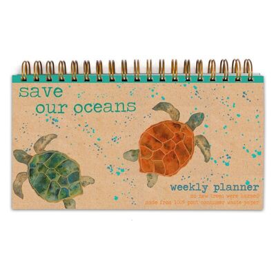 Spiral-Wochenplaner mit festem Einband, Schildkröte, recyceltes Kraftpapier