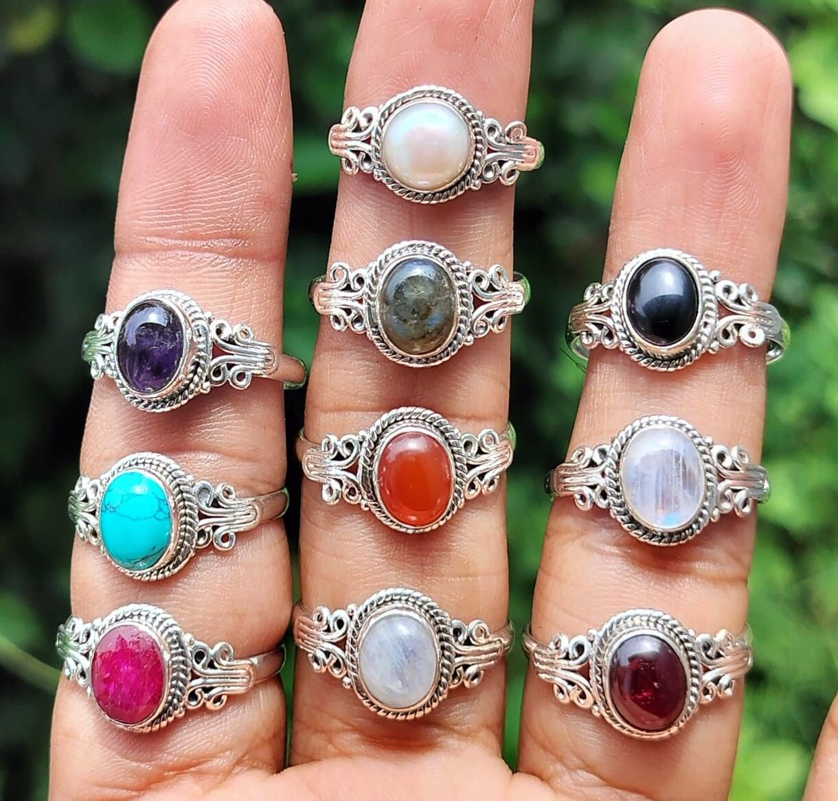 Compra Paquete de 10 anillos vintage de plata de ley 925 hechos a