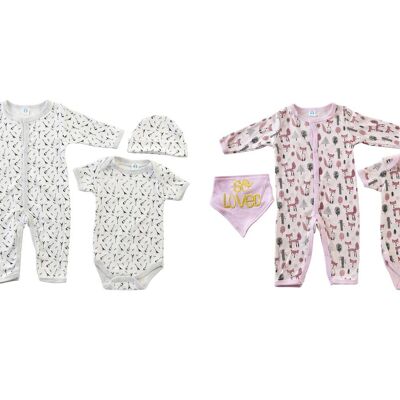 BABY SET 4 COTTON 55X1X40 0-6 MONTHS 2 ASSORTMENTS. BE192239