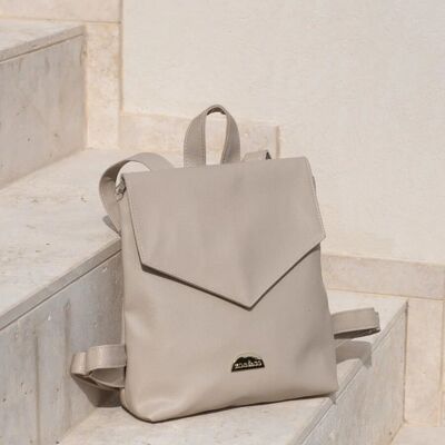 Mini sac à dos en cuir végétalien JURA Stone (Beige)