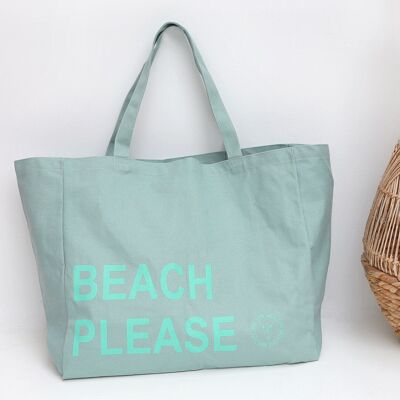 Sac de plage en toile beach please vert d'eau