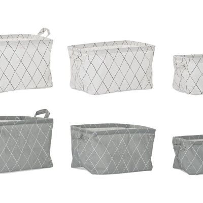 BASKET SET 3 COTTON POLYESTER 35X25X22 2 ASSORTMENTS. BO192708