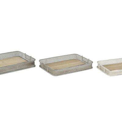 TRAY SET 3 METAL 53X38X8 AGED MULTICOLORED BD206188