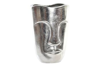 VASE ALUMINIUM 18X14X26 VISAGE ARGENT AL196003 1