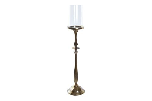 CANDELABRO ALUMINIO CRISTAL 13X13X53 DESGASTADO AL196580