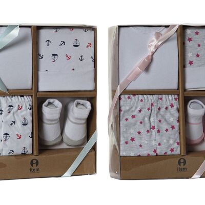 BABY SET 4 COTTON 24X28X7 0-6 MONTHS 2 ASSORTMENTS. BE177918