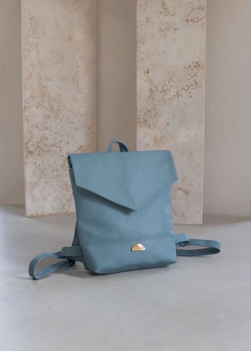 LENA Denim Vegan-Leather Minimalist Backpack