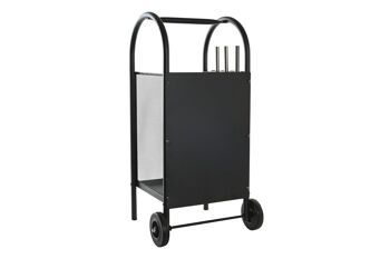 RANGEMENT BOIS SET 3 PLASTIQUE ACIER 42X36X81 CHARIOT NOIR CH199563 5