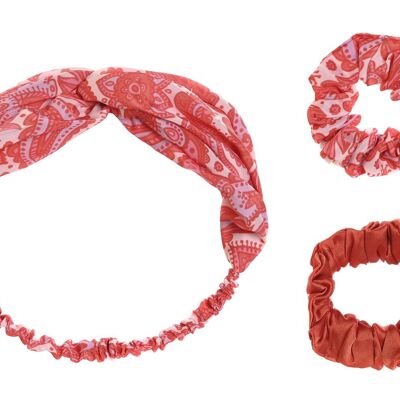 HAIR ACCESSORY SET 3 POLYESTER 20X8X20 CORAL BO206430