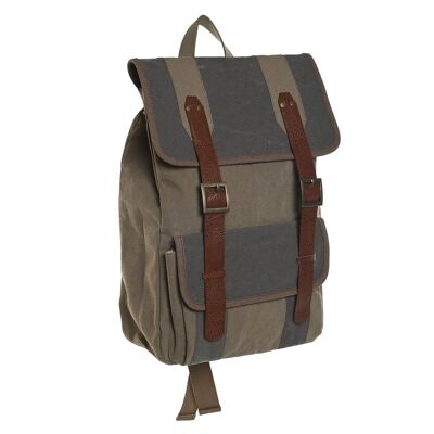 RUCKSACK AUS CANVAS-LEDER 30X11X48 BEIGE BO206668