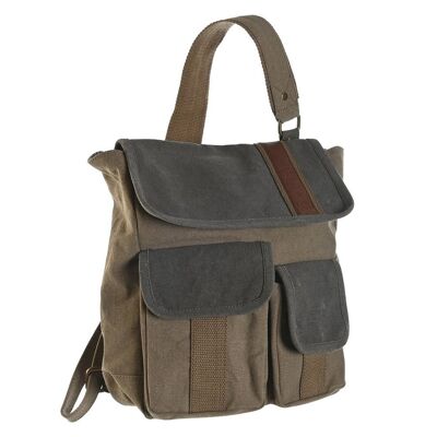 UMHÄNGETASCHE AUS CANVAS-LEDER 23X10X30 BEIGE BO206672