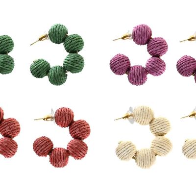 BOUCLES D'OREILLES SET 2 JUTE METAL 3,5X1X3,5 4 ASSORTIMENTS. BO206995