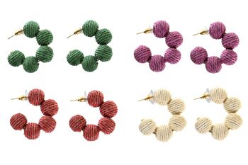 BOUCLES D'OREILLES SET 2 JUTE METAL 3,5X1X3,5 4 ASSORTIMENTS. BO206995 1