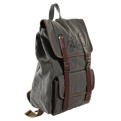 CANVAS LEATHER BACKPACK 33X12X47 BROWN BICYCLE BO196041