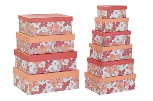 CAJA SET 10 CARTON 43,5X33,5X15,5 FLORES FUCSIA CG196220