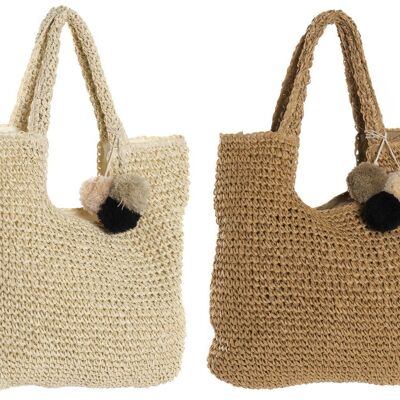 SAC FIBRE 46X3X65 POMPONS 2 ASSORTIMENTS. BO196504