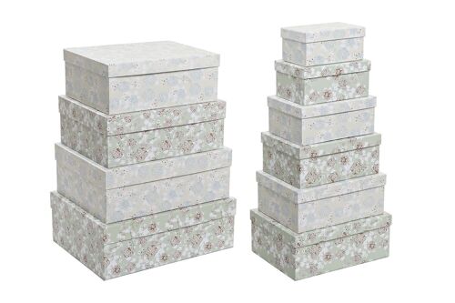 CAJA SET 10 CARTON 43,5X33,5X15,5 FLORES VERDE CG200394