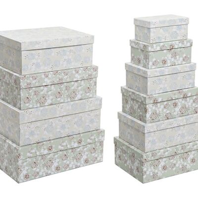 CAJA SET 10 CARTON 43,5X33,5X15,5 FLORES VERDE CG200394