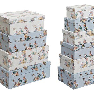 BOX SET 10 KARTON 43,5X33,5X15,5 BLAUE BLUMEN CG200398