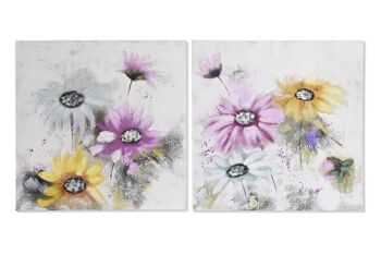 TABLEAU TOILE PIN 100X3.5X100 FLEURS 2 ASSORTIS. CU201565 1