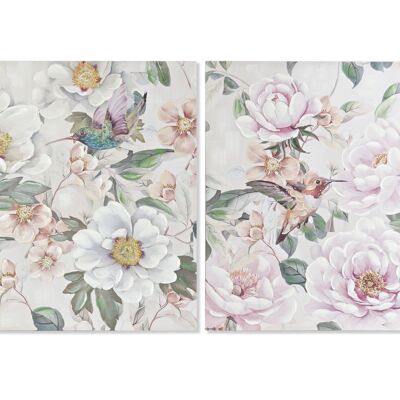 TABLEAU TOILE SAPIN 80X3X80 FLEURS 2 ASSORTIS. CU194770