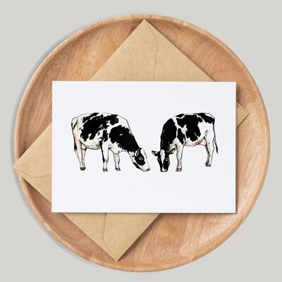 Vache laitière faite à la main et dessinée à la main Carte de vœux