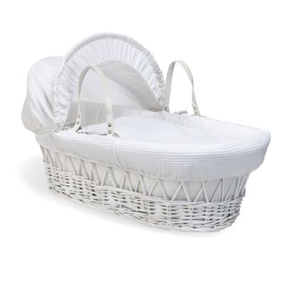 Waffle White Wicker Moses Basket