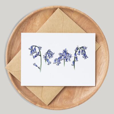 Bluebells Blume handgemachte & handgezeichnete Grußkarte