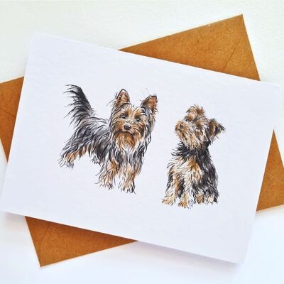 Yorkshire Terrier Dog Handmade & Hand Drawn Greeting Card
