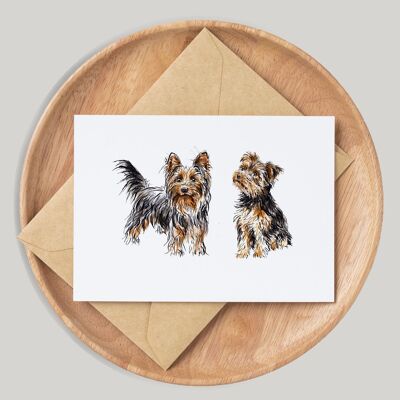 Yorkshire Terrier Hund handgemachte & handgezeichnete Grußkarte
