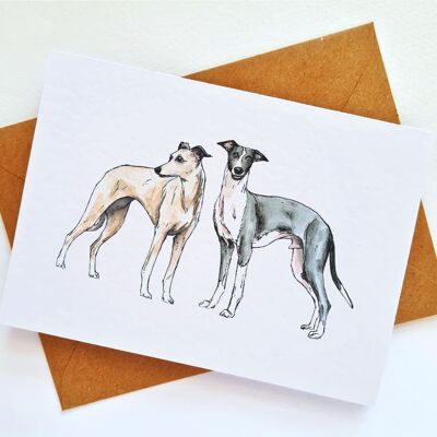 Whippet Dog Handmade & Hand Drawn Greeting Card