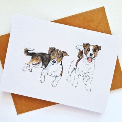 Jack Russel Terrier Dog Handmade & Hand Drawn Greeting Card