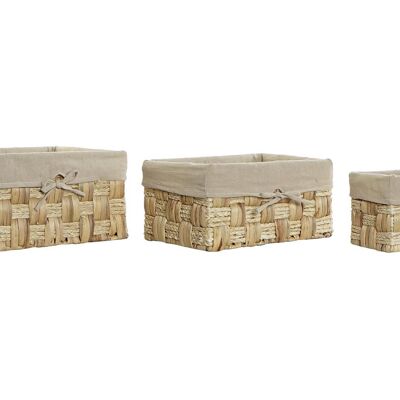 CESTA SET 3 FIBRA LINO 40X30X20 NATURAL DC183674