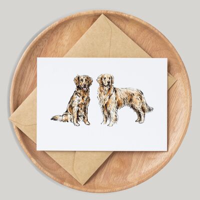 Golden Retriever Hund handgemachte & handgezeichnete Grußkarte