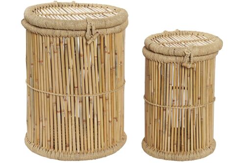 CESTA ROPA SET 2 BAMBU CUERDA 44X44X60 NATURAL DC185921