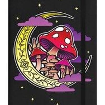 Carnet de notes A5 à couverture rigide Mushroom Moon noir