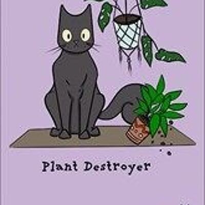 Spooky Cat Plant Destroyer Greet Tin Card