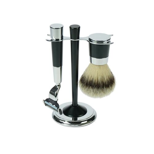 Buy wholesale Shaving Set Black/Silver Synthetic Hair Shaving Brush Mach 3  Head Razor
