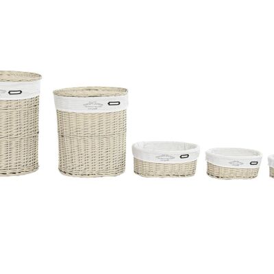 CESTA ROPA SET 5 MIMBRE POLIESTER 52X38X56 BEIGE DC202357