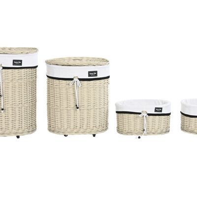 LAUNDRY BASKET SET 4 WICKER POLYESTER 51X38X58 BEIGE DC202360