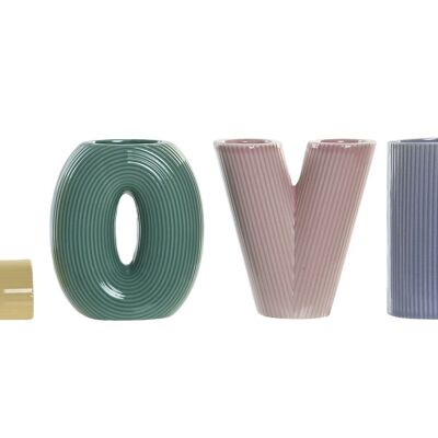 DECORATION SET 4 STONEWARE 6,5X4X9,5 LOVE MULTICOLOR DH203304