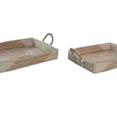 BANDEJA DECORACION SET 2 SEAGRASS 52X38X15 NATURAL DC205055