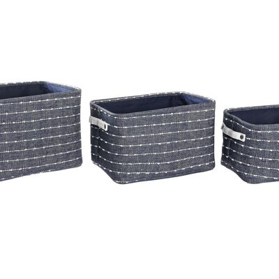 CESTA SET 3 POLIESTER 38X28X25 AZUL MARINO DC194291