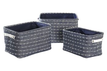 PANIERS SET 3 POLYESTER 38X28X25 BLEU MARINE DC194291 2